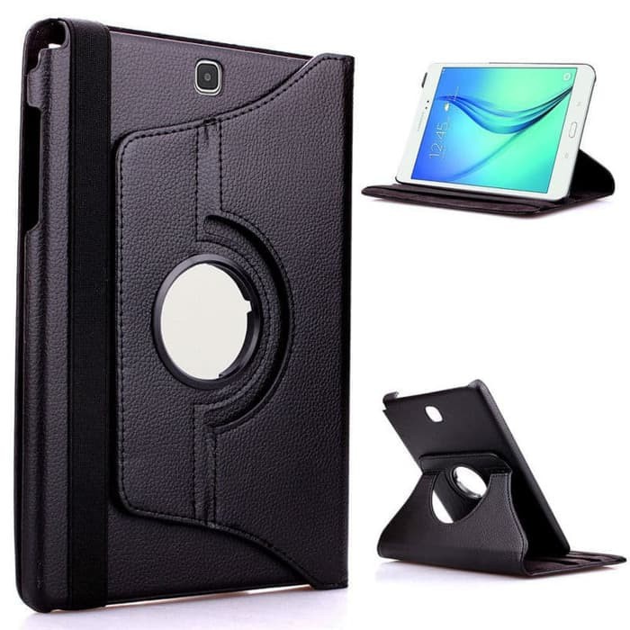 Order Langsung Samsung Tab A6 P355 With S-Pen Rotate Leather Flip Cover Case - Hitam terbaik