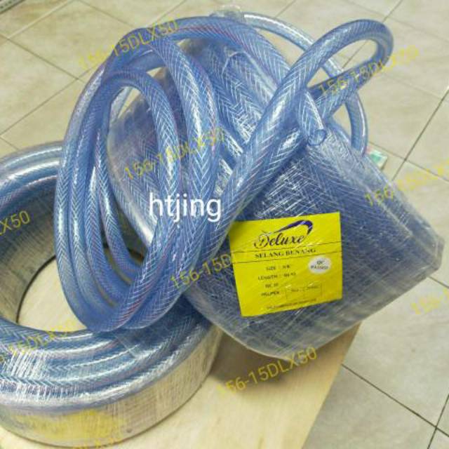 SELANG AIR SELANG KERAN KRAN TAMAN BENANG SERAT 1/2&quot; INCH PER METER BENING