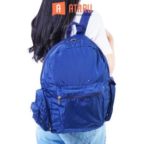 TRAVEL BAG ataru tas ransel lipat - biru