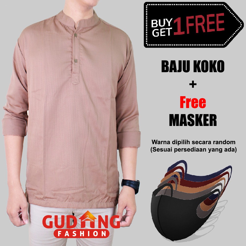 Atasan Muslim Pria Baju Koko Dewasa Terbaru Plus Free Masker