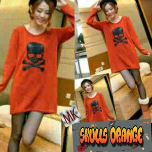 Baju Rajut Wanita Korea Murah (SKULLS ORANGE) Grosir