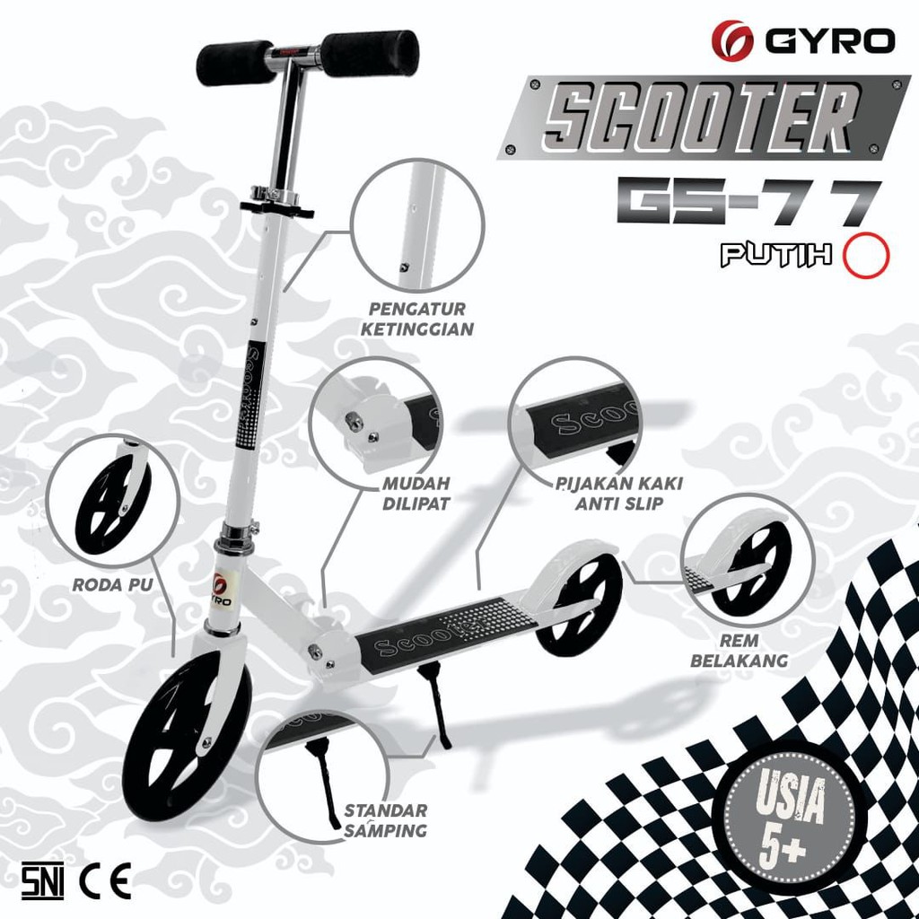 Scooter Skuter Otoped Anak Dewasa Gyro GS77 Karakter Sekuter Roda Dua-1