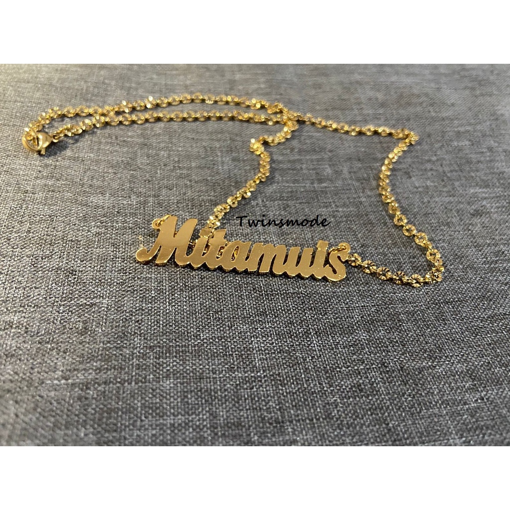 Kalung nama titanium anti karat lapis emas aksesoris fashion wanita cewek necklace lapis emas asli