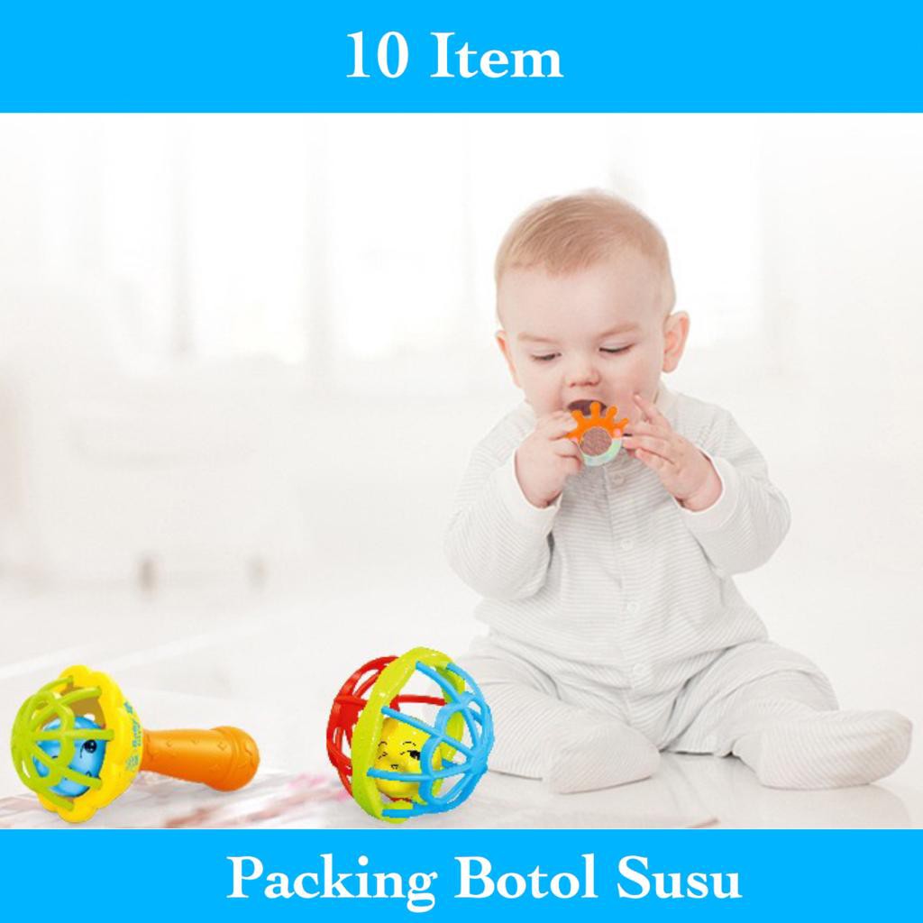 [FUNNY]Mainan Baby Teething / Mainan Edukasi Bayi / Mainan Gigitan Bayi Isi 10 item