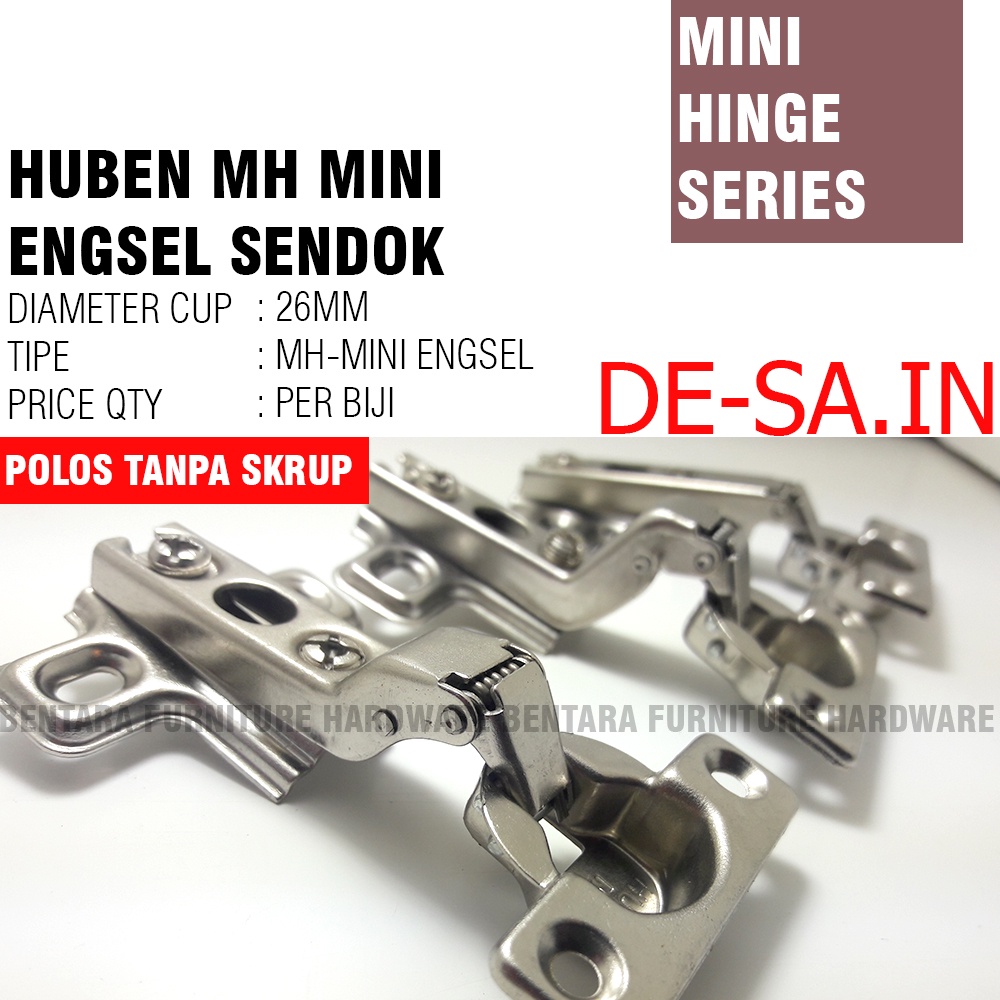 Huben MH Engsel Sendok Mini 26MM - Mini Conceal Hinge MH-0 MH-8 MH-16 Lurus Setengah Full Bungkuk Inset Half Full Overlay