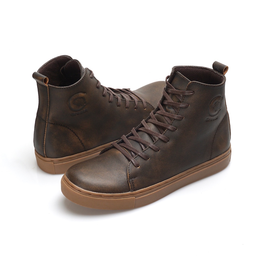 MAGNUS BROWN ORIGINAL x GREATA Sepatu Kulit Sapi Asli Pria Boots Coklat Casual Semi Formal Vintage Klasik Jalan Hangout Kuliah Kerja Kantor Gum Sole Classic Boot Genuine Leather Shoes Motor Touring Men Footwear Big Size Ukuran Besar Jumbo 44 Keren Terbaru