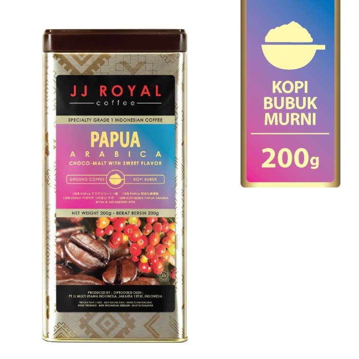 

Coffee/Kopi JJ Royal Papua Arabica Ground Tin 200g