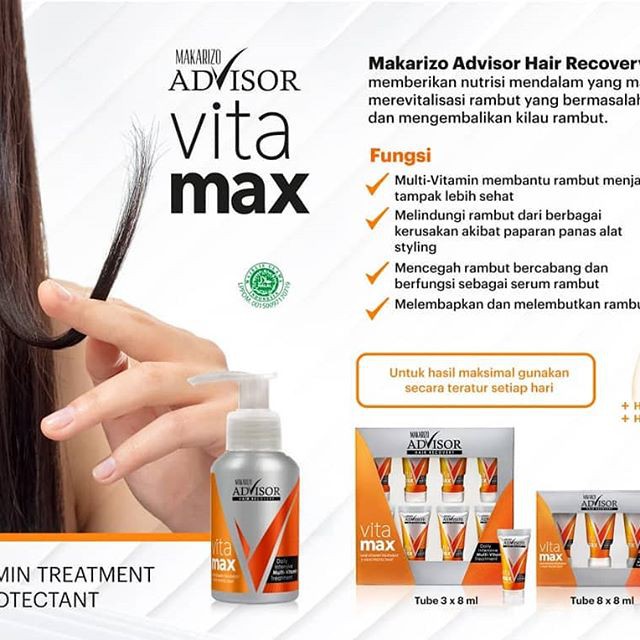 Makarizo Advisor Hair Recovery Vitamax 8 ml 50ml pump Vitamin Rambut BPOM Halal Belum Ada Penilaian