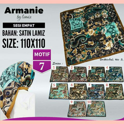 Terbaru Hijab Jilbab Kerudung Segiempat Satin Lamiz Motif Murah uk 110x110