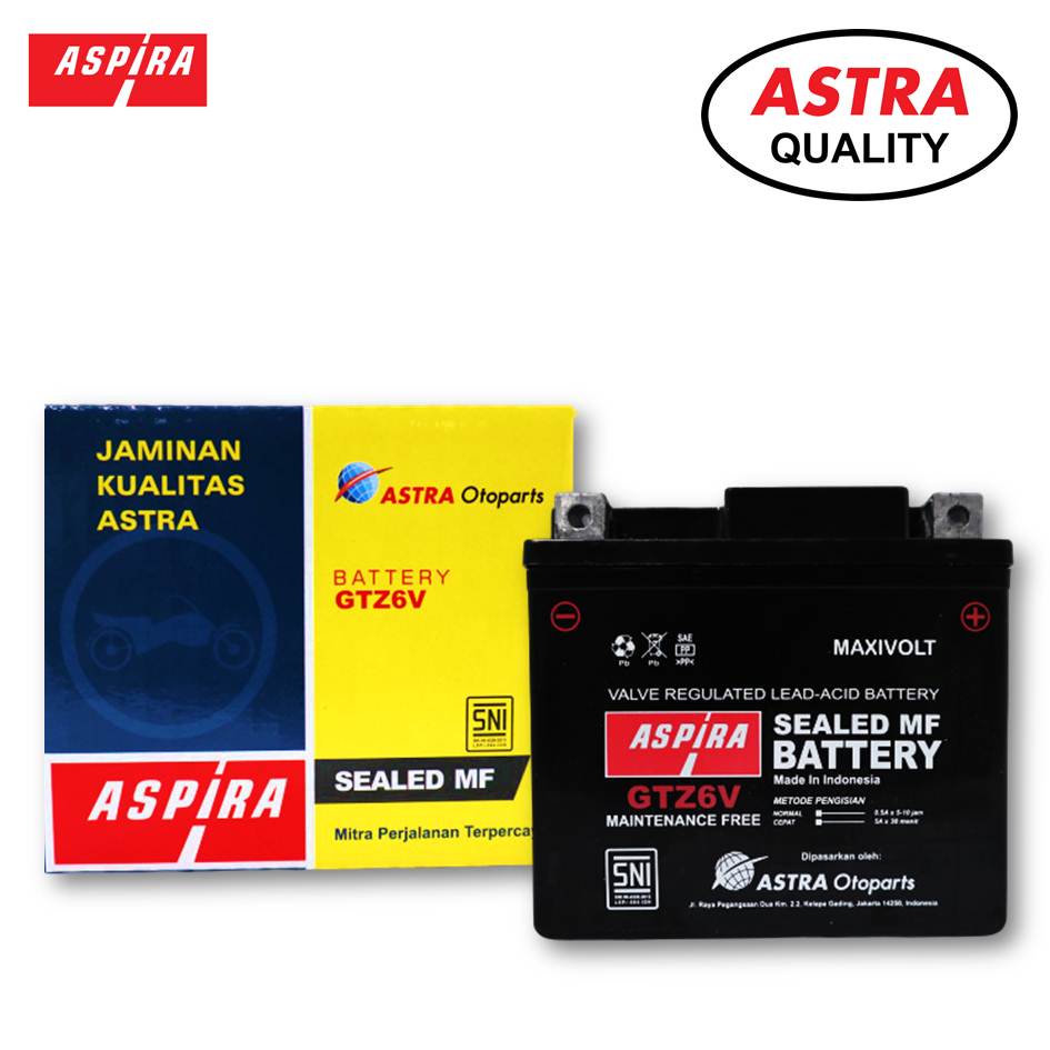Aki Kering Motor GTZ6V Aspira Vario 125 Vario 150 Beat ISS YTZ6V 5Ah 12V Honda Bukan GS atau Yuasa