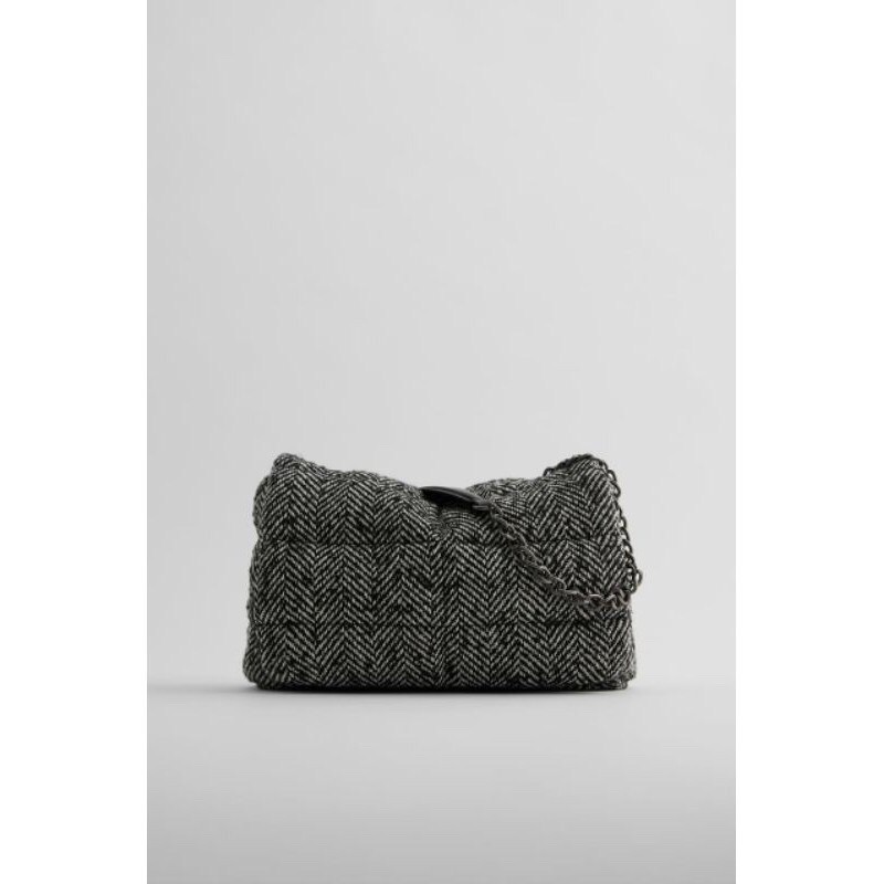 zara quilted herringhone crossbody bag ori