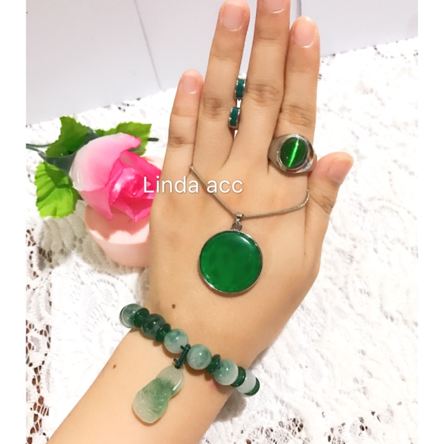set titanium permata giok asli gelang giok dewi 88