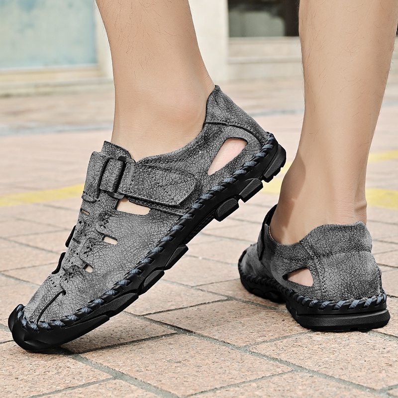 Terbaru Musim Panas Import Outdoor Sandal Hiking Gunung Pria Sepatu Sendal Kulit Asli Nyaman Touring Lentur 192