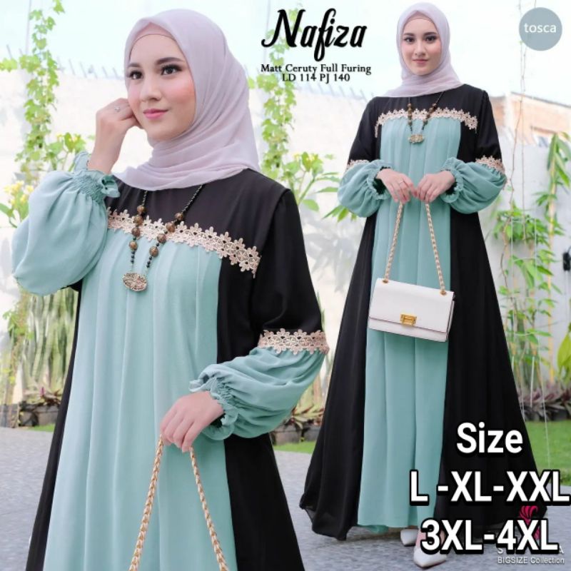 GAMIS NAFIZA KANCING BELAKANG DRESS CERUTY BABYDOL IMPORT PREMIUM UKURAN JUMBO L XL XXL XXXL XXXXL