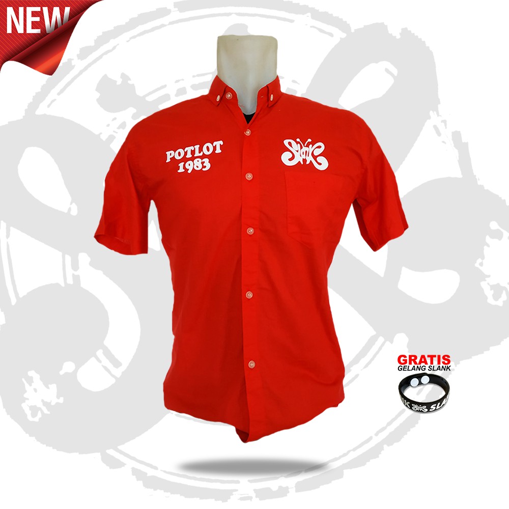 (BISA COD) MERAH - KEMEJA SLANK - LEBIH TEBAL LEMBUT - HEM SLANK - KEMEJA SLANK - BATIK SLANK