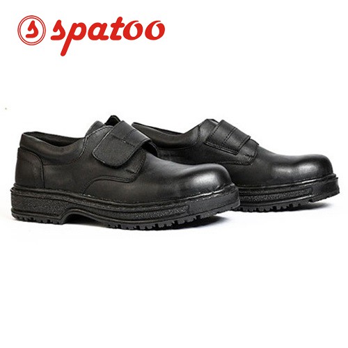 Sepatu Safety Bahan Kulit Sapi Asli Awet Tahan Lama Warna Hitam SPATOO Safety Kretekan