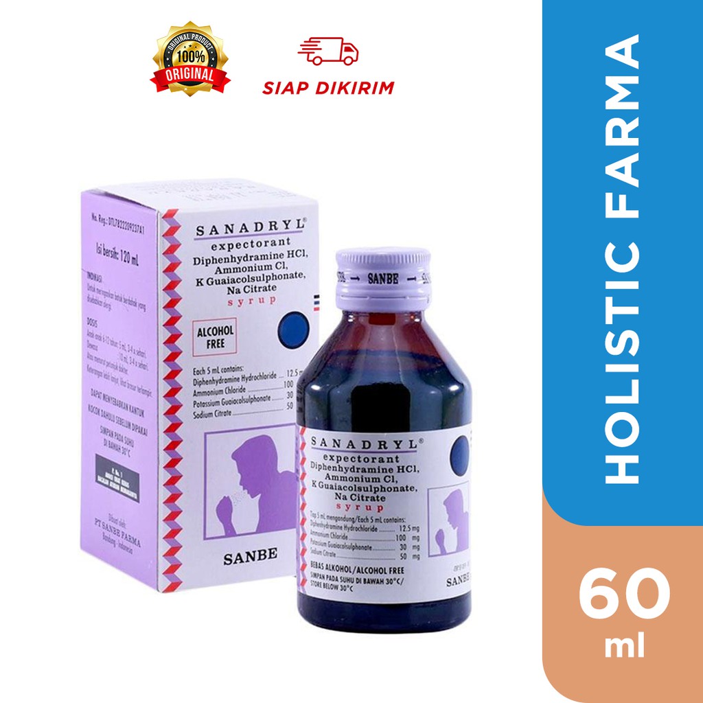 

SANADRYL EXPECTORANT SIRUP 60ml - Atasi Batuk Berdahak Akibat Alergi