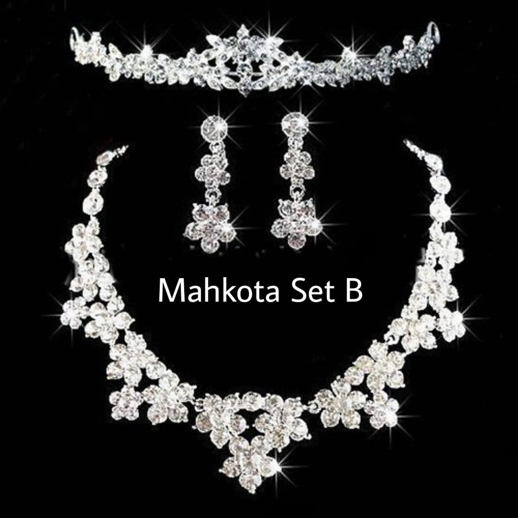 Mahkota Pengantin Set Kalung Anting Aksesoris Rambut Pengantin