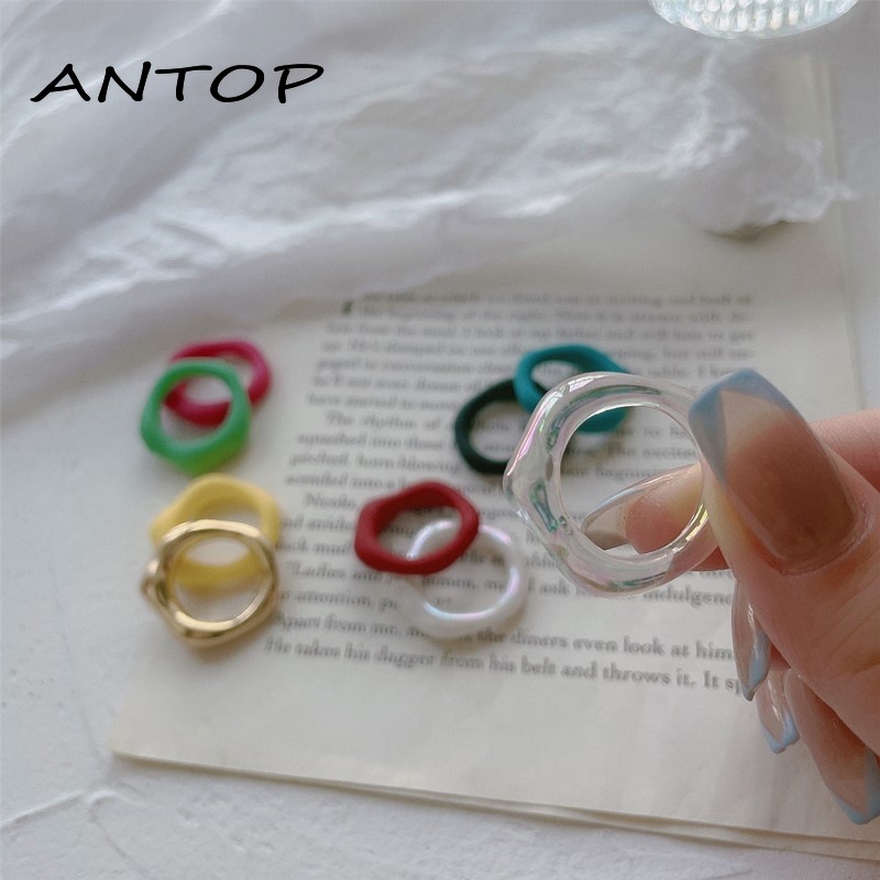 Cincin Fashion Gaya Korea Warna Permen Akrilik ANTOP