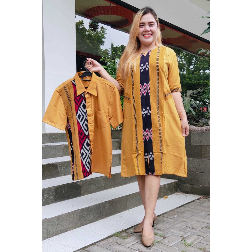 COUPLE BATIK TUNIK DRESS JEPARA TEBAL PREMIUM YENI BAGARIANG - BAHAN TEBAL JAHITAN BUTIK - COUPLE WANITA PRIA - COUPLE SET ZIPPER BELAKANG SIZE M L XL XXL JUMBO