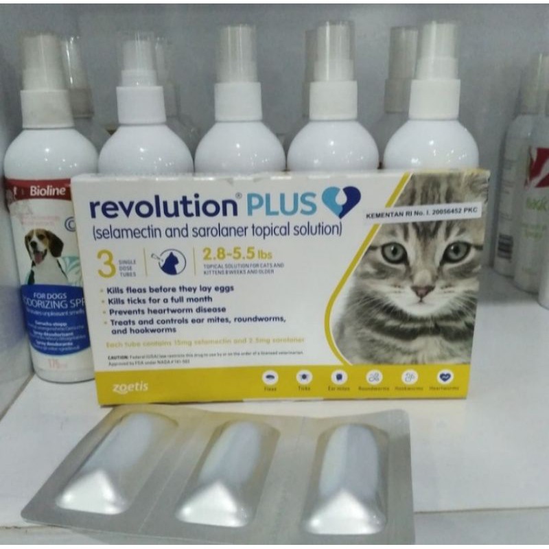 (1 tube) revolution plus kitten 2.8-5.5 lbs - obat tetes kutu kucing kitten