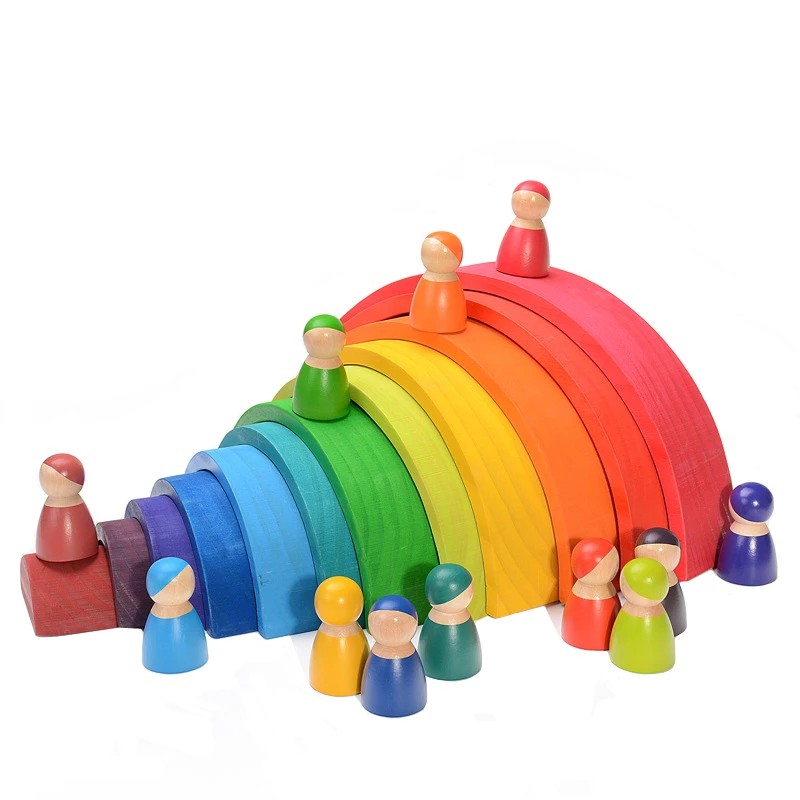 Rainbow Blocks Wooden Balok Susun Mainan Kayu Mainan Balita Balok Kayu Mainan Anak 2 Tahun