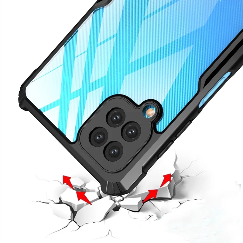 PROMO 2in1 CASE SAMSUNG A22 4G FREE Tempered Glass Cover black, SHOCKPROOF Casing Xundd Transparan