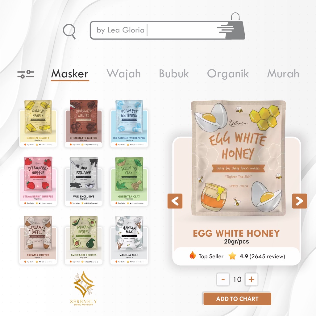 Masker Wajah Organik Murah 20gr by Lea Gloria Face Mask Green Tea Clay Masker Bubuk Termurah BPOM
