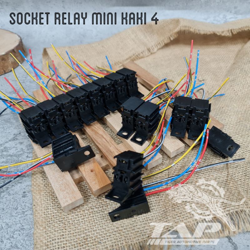 SOCKET SOKET RELAY MINI DENSO KAKI 4 BANGKU GANDENG SUSUN KABEL BINTIK