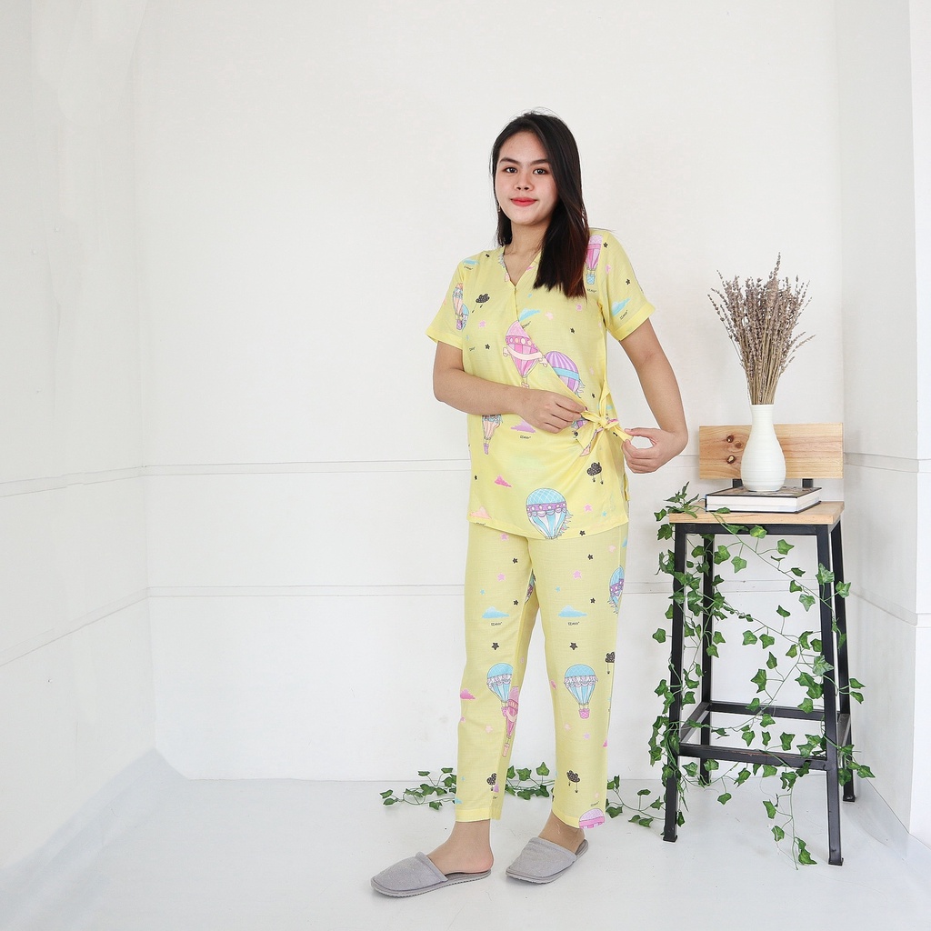 IZANY Piyama Kimono Katun Eropa Premium-BALON UDARA YELLOW K