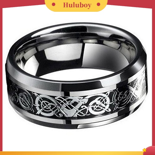 Hu Hu Hu Hu Hu Alat Bantu Pasang Kacamata♡ Cincin Desain Naga Celtic Bahan Titanium Steel Gaya Punk Untuk Pria Dan Wanita