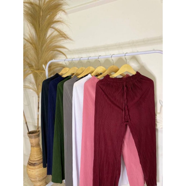Celana Kulot Plisket lidi kecil | Bahan Lotto Premium