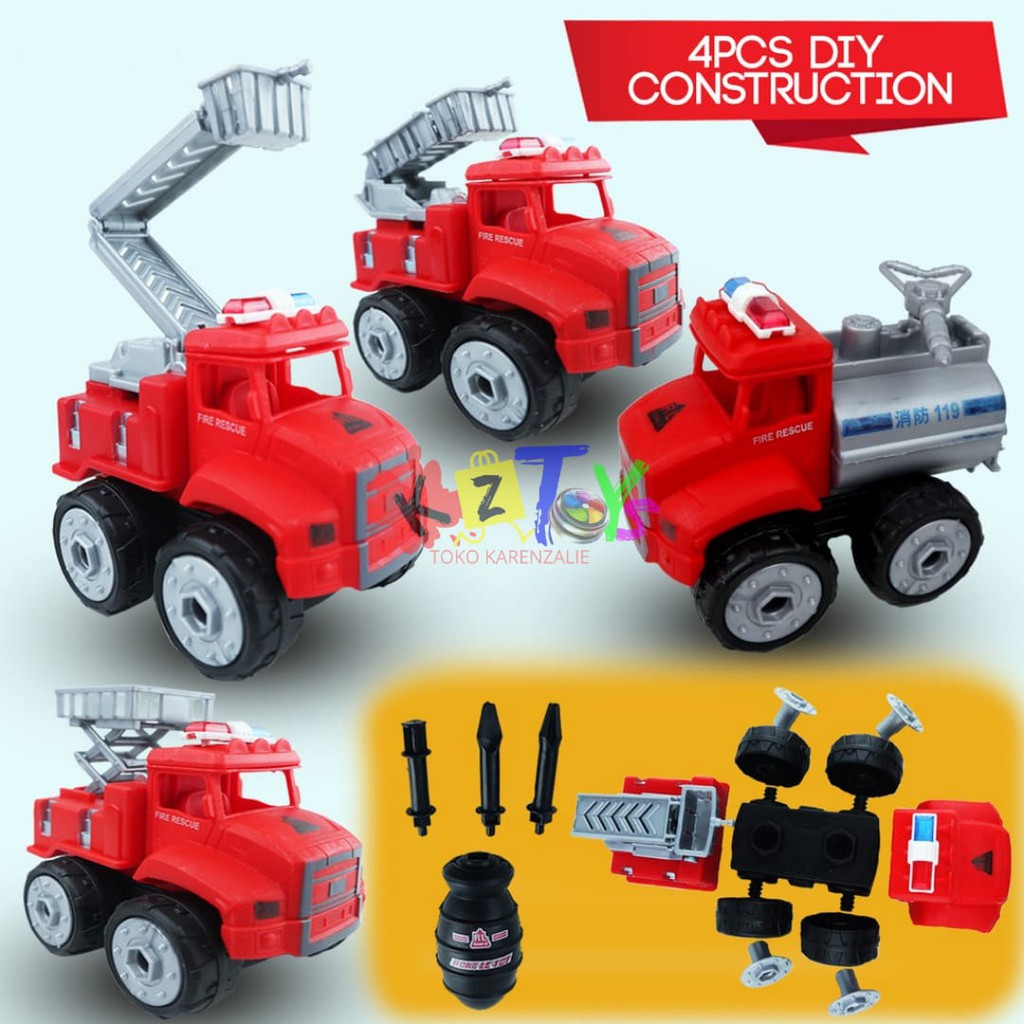 MAINAN 4 IN 1 DIY TRUCK ASSEMBLY PLAY SET MAINAN BONGKAR PASANG ZAP NO.EN71/RL589-12D