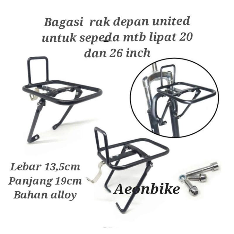 rak pannier  united depan sepeda bagasi depan sepeda  boncengan depan sepeda rak depan untuk sepeda MTB lipat federal ukuran 20-24-26-28inch bahan Alloy original united