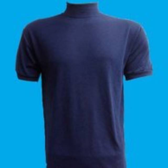 Kaos Dalam Hitam Putih Abu Biru Kerah Leher Tinggi Polos Lengan Pendek