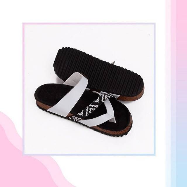 Sandal Etnik Malaga Combi Slip Sendal Teplek Ethnic Birken Murah Sdl 116-4