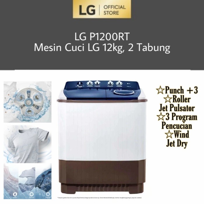 MESIN CUCI LG 2 TABUNG P1200R 12kg