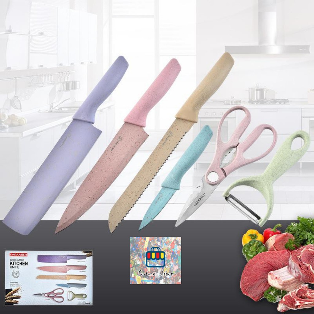 Pisau Set Evcrierh Stainless Anti Lengket//pisau Kitchen Knife