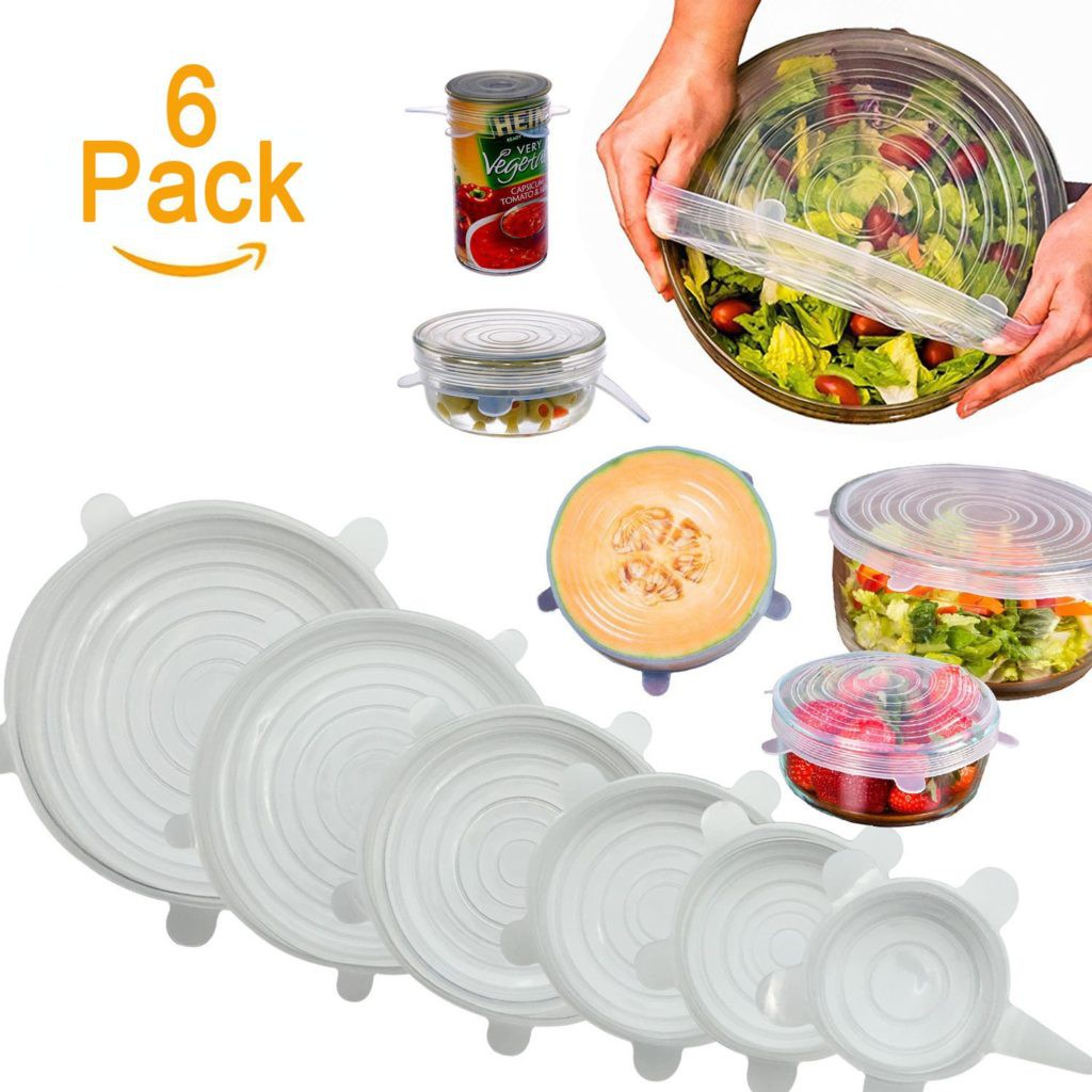 Set Silikon Elastis Penutup Makanan Silikon 6 In 1 Elastis Food Cover Silicone Mangkok Gelas Reusable Murah - Silikon Elastis Penutup Mangkok Wadah Makanan - Food Cover Lentur SilikonA Set 6