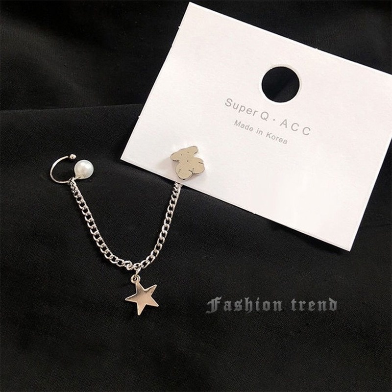 Korean version of the bear earrings earrings girl simple personality earrings street fashion ear clip earrings