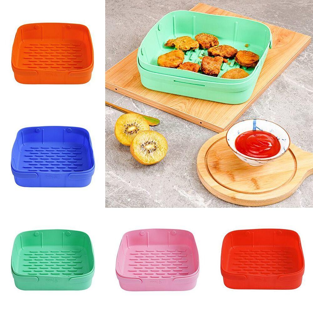 Solighter Square Silicone Pot Grill Pot Tray Masak Pizza Plate AirFryer Aksesoris Baking Basket