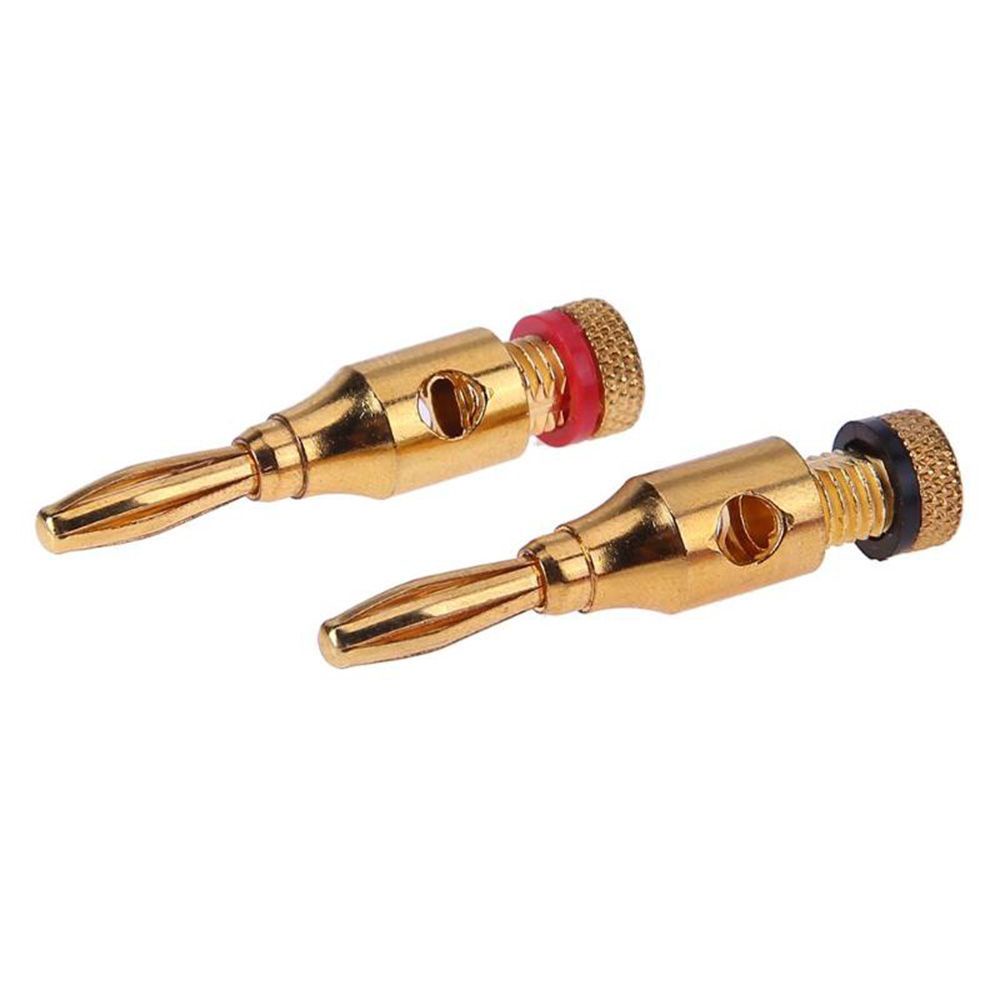 QUINTON 2pcs Banana Connector Amplifier Connectors Adapter 24k Gold-Plated Solder-Free 4mm Cable Wire Audio Speaker Plugs/Multicolor