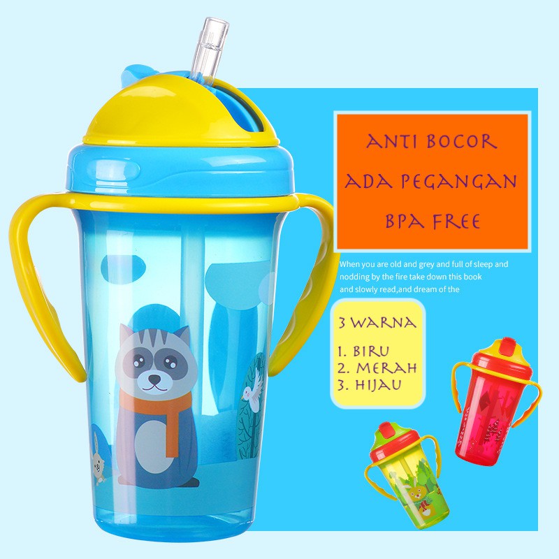 BOTOL MINUM AIR BAYI ANTI BOCOR LUCU MOTIF KARTUN