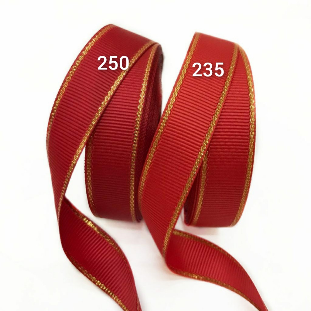 1 METER - 1.6 CM PITA MERAH LIS EMAS | PITA KADO NATAL