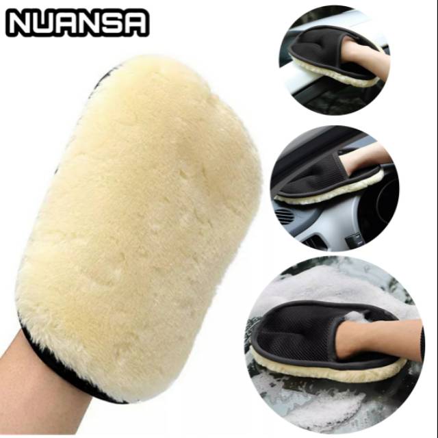 Nuansa - Sarung Tangan Cuci Mobil Cuci Pad Wool Glove Car Wash Microfiber