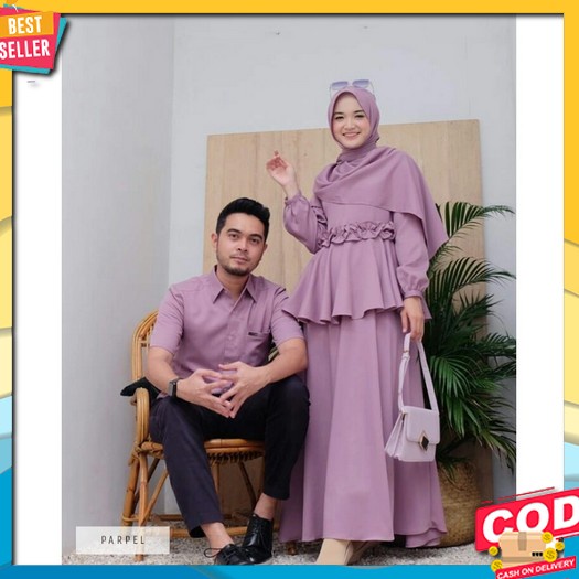 Baju Couple Kapel Gamis Kemeja Batik Kejora Pria Wanita Suami Istri Pesta Lebaran Mewah Elegan Moder