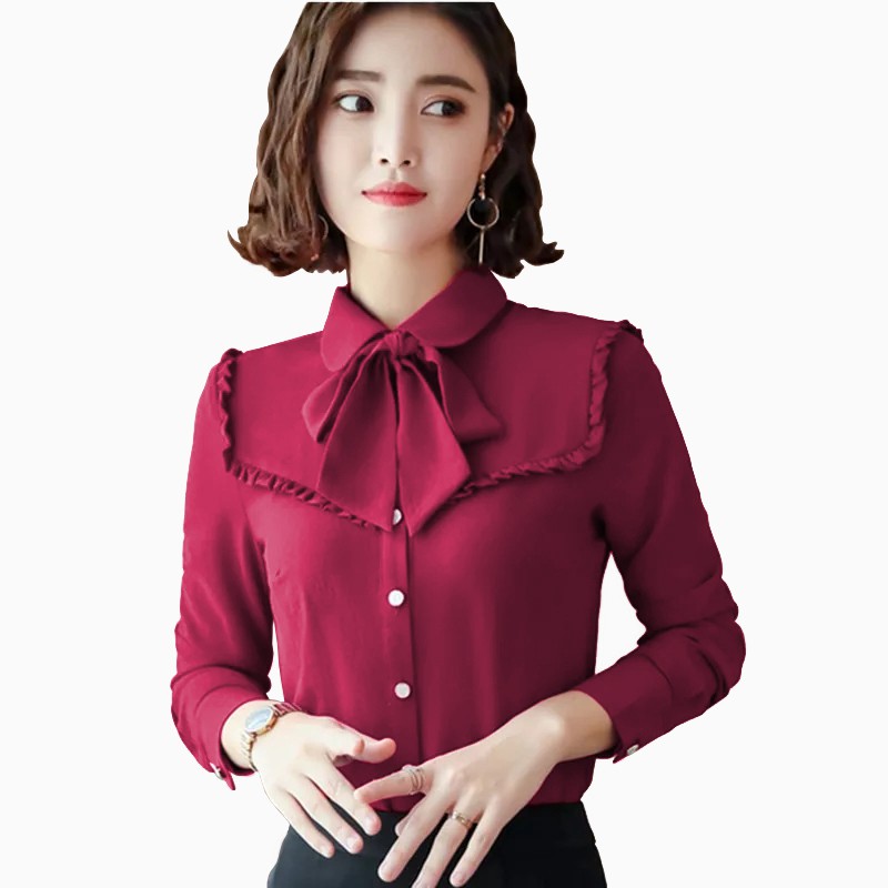 Kemeja lengan panjang Gaya Korea variasi list model terbaru - XSHOP Rahayu