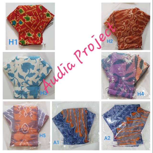Masker Kain Batik Premium untuk Hijab 3 Lapis / Head Loop / Masker Batik Anak Premium 3 Lapis