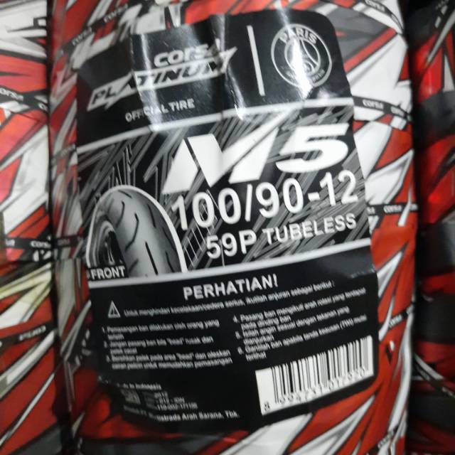Corsa Platinum M5 uk. 100/90 - 12 . Ban depan standar Honda All new Scoopy . Ban Kawasaki KSR .