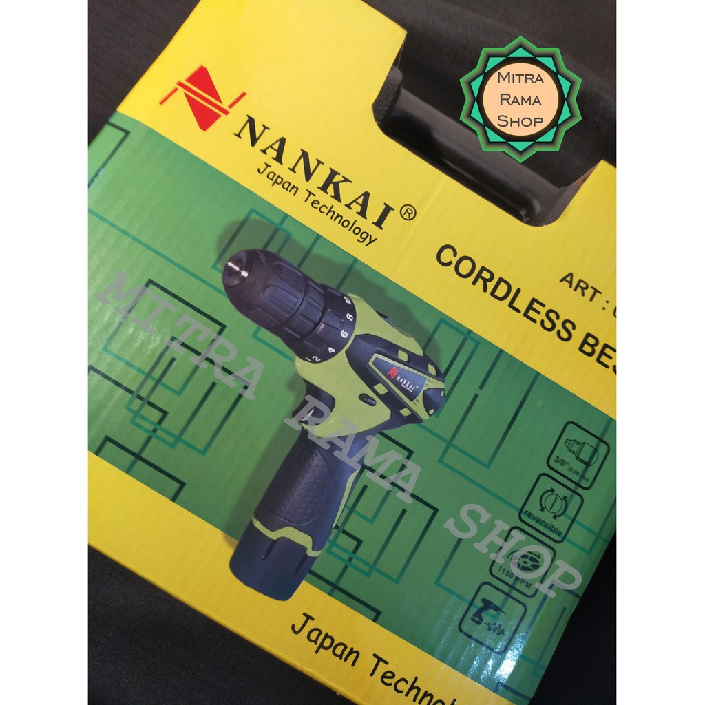 Mesin Bor Baterai Cordless Drill Nankai 12V
